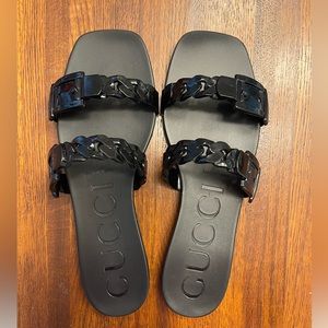 Black GG rubber sandals size 39